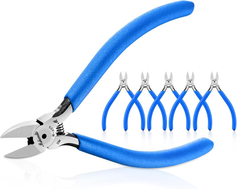 mshandto Wire Cutters 6 Pack, 5" Flush Cutters for Electronic Component, CR-V Side Cutters, Diagonal Cutters for Crafting, Flush Cut Pliers for Jewelry Making, Plastic, Soft Copper Wire, Floral - Image 1